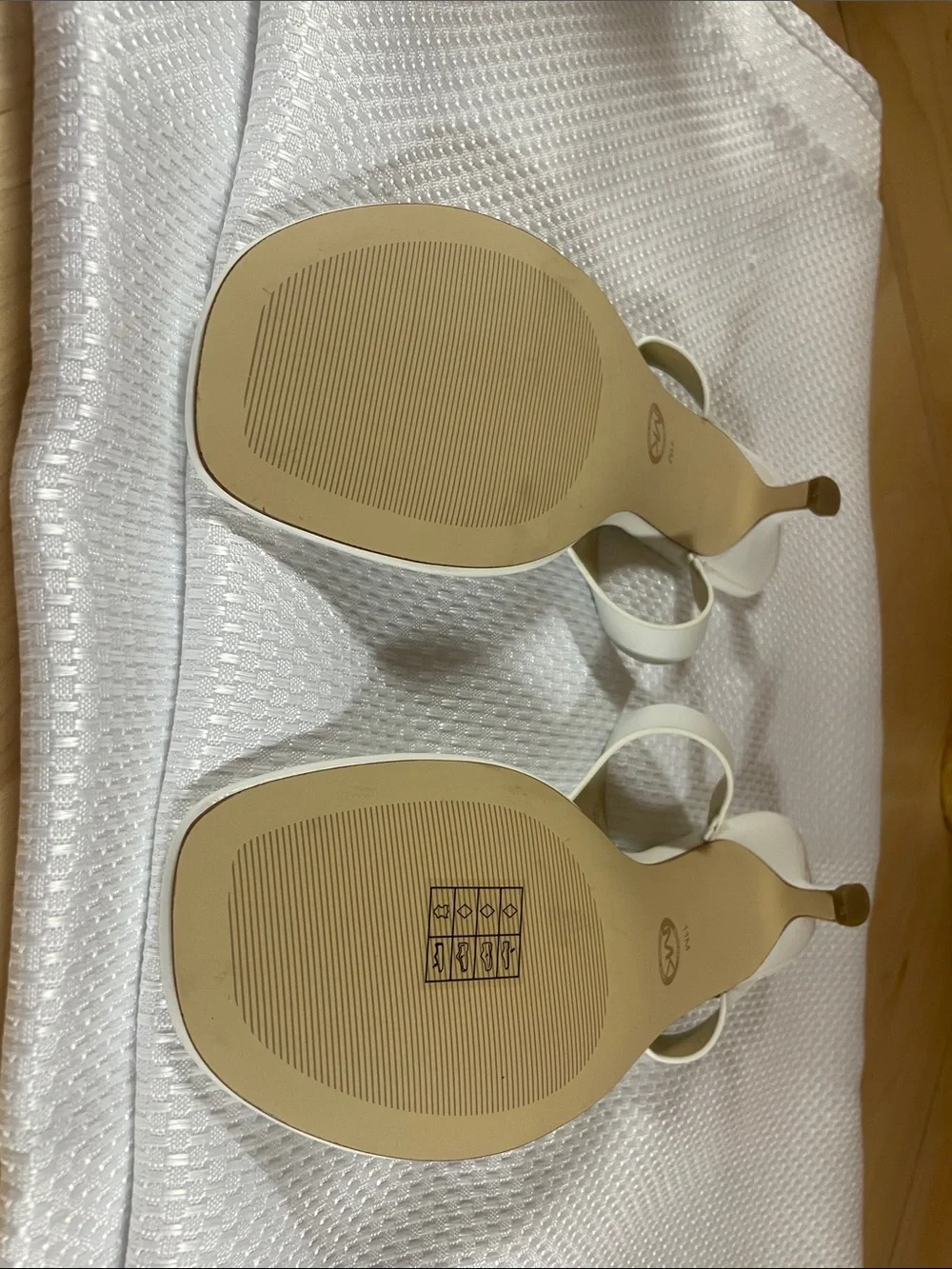Michael Kors White Square-Toe Thong Sandals with Gold Logo Accent